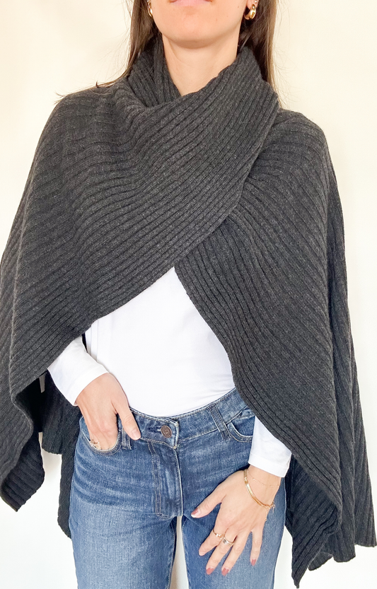Charcoal Cashmere Blend Cape