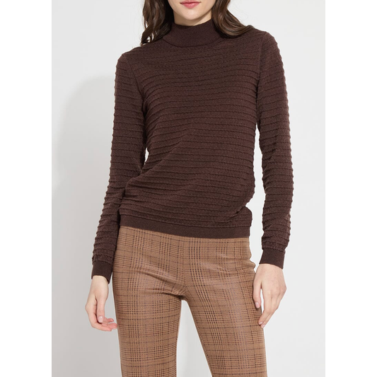 Chocolate Striped Mockneck Sweater