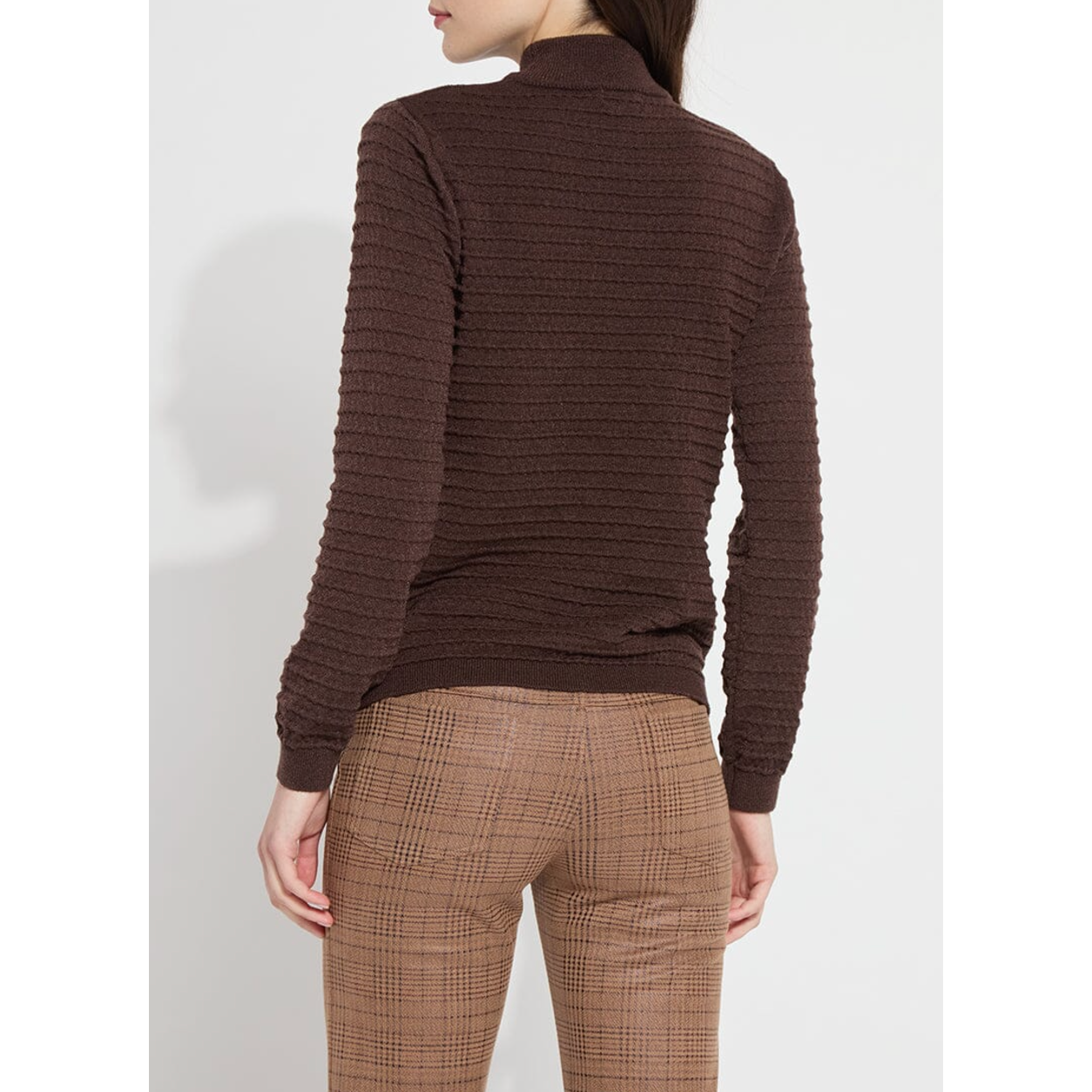 Chocolate Striped Mockneck Sweater