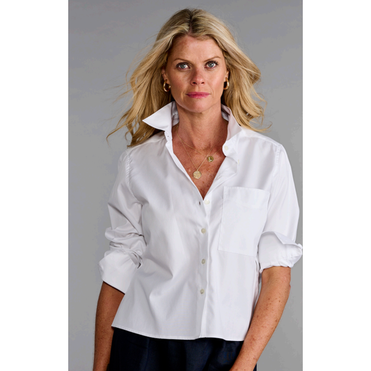 Cropped White Button Down Shirt