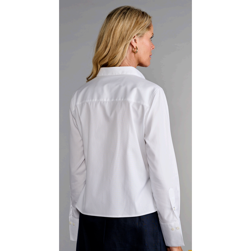 Cropped White Button Down Shirt