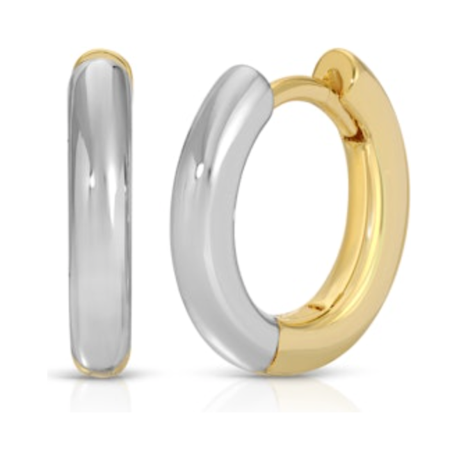 Mixed Metal Huggie Earrings