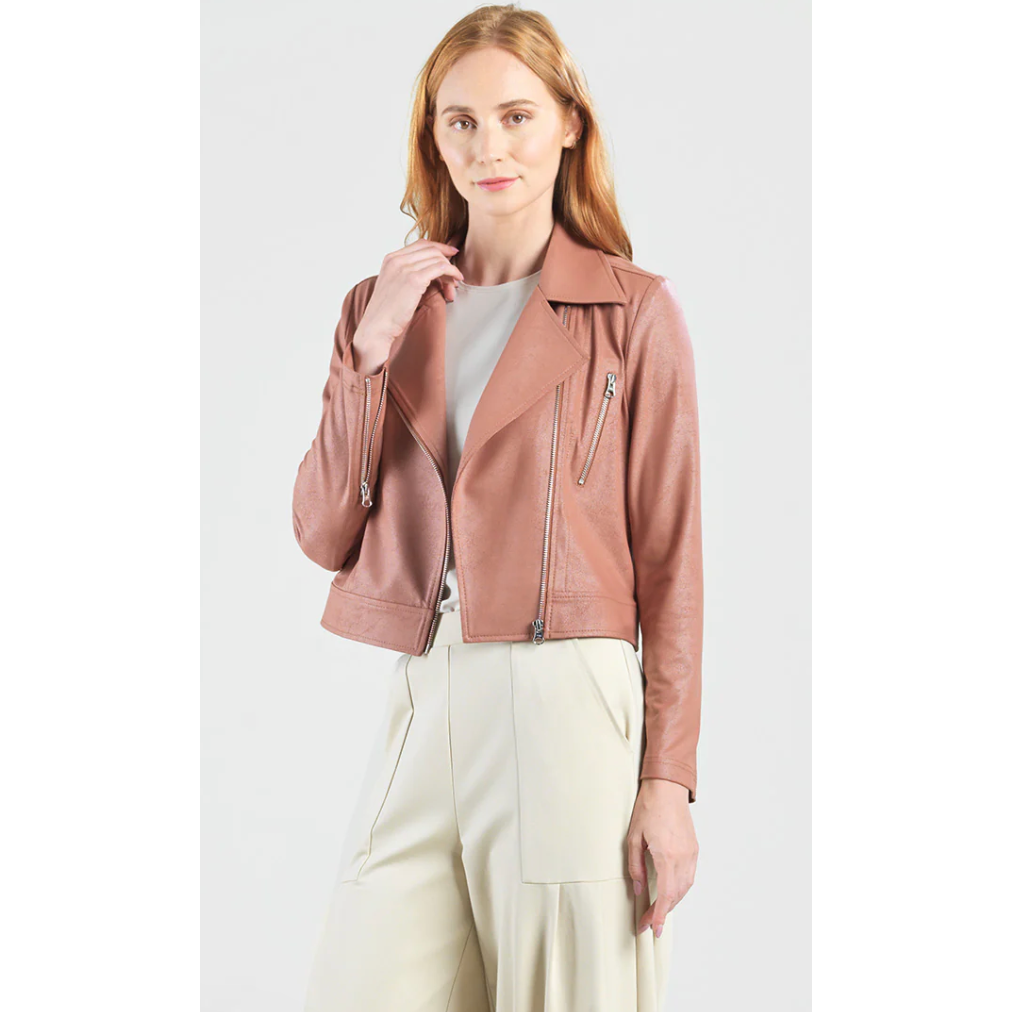 Clay Cropped Liquid Leather Jacket
