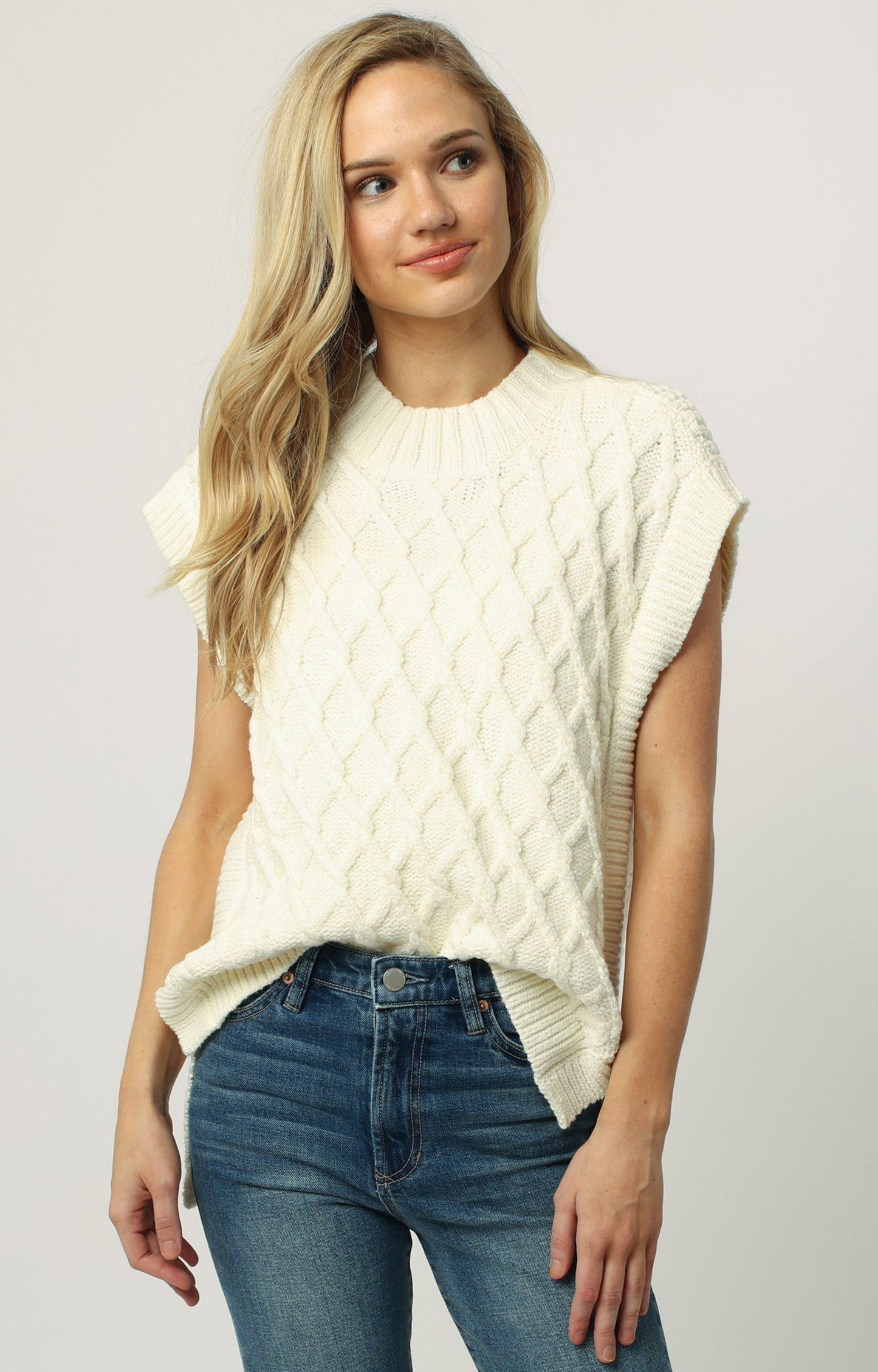 Cream Sleeveless Sweater