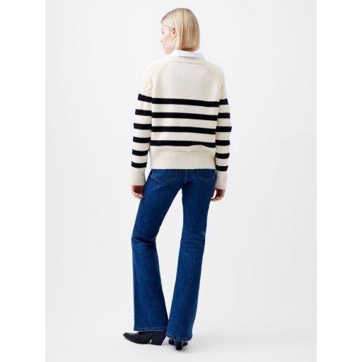 Cream/Black Striped Pullover Sweater