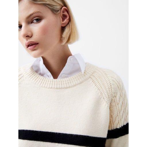 Cream/Black Striped Pullover Sweater