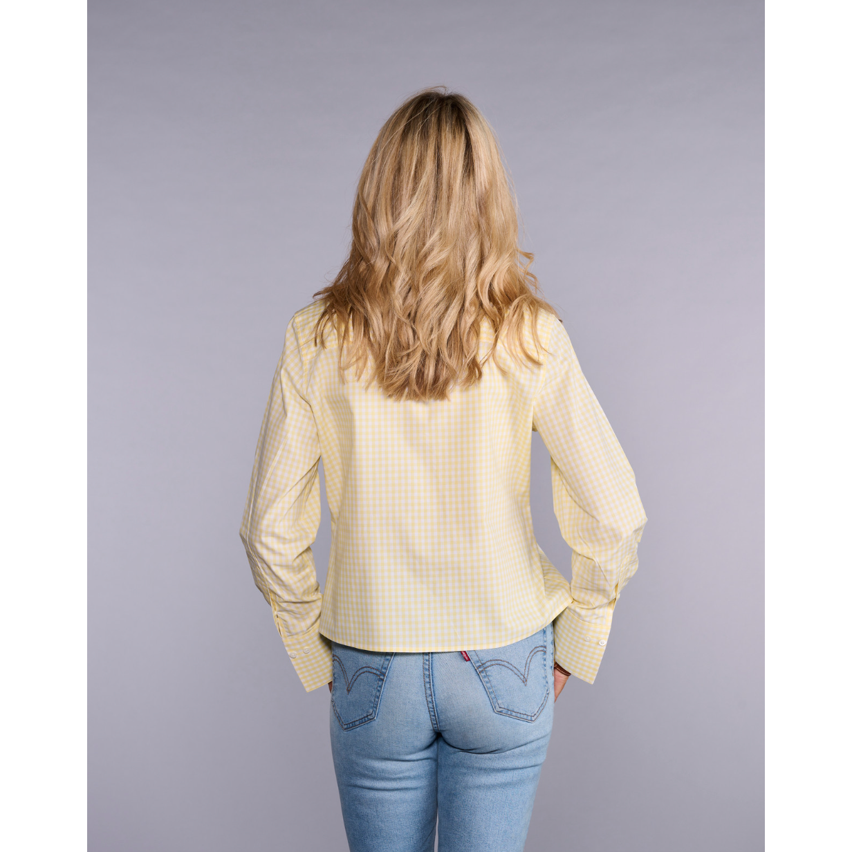 Cropped Yellow Plaid Button Down Shirt