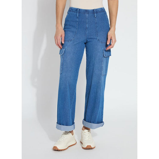 Denim Cuffed Cargo Pants