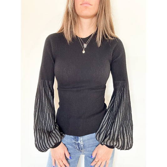 Black/Grey Juliette Sleeve Sweater