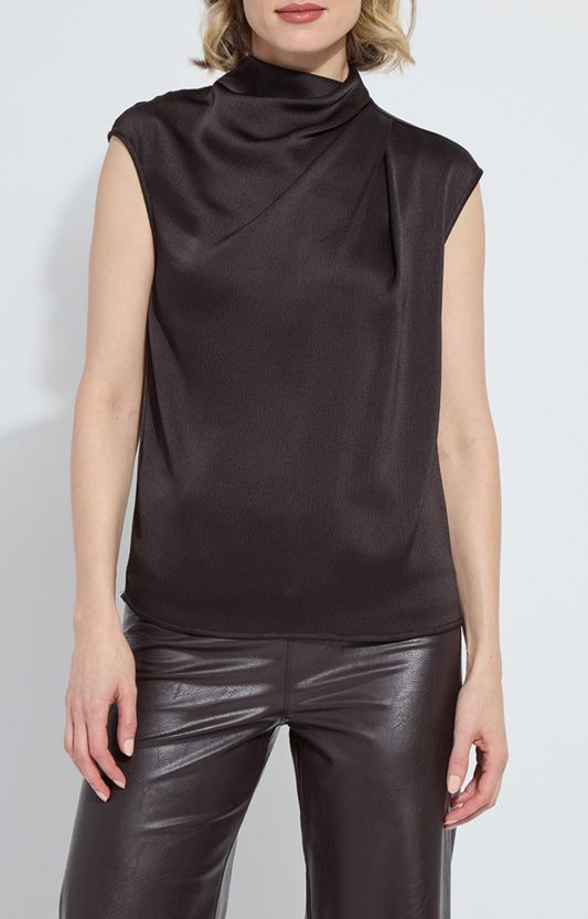 Espresso Draped Sleeveless Blouse