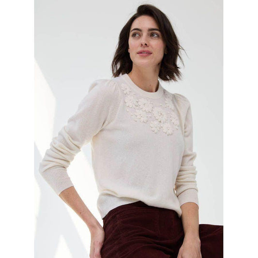 Floral Embroidered Cashmere Sweater