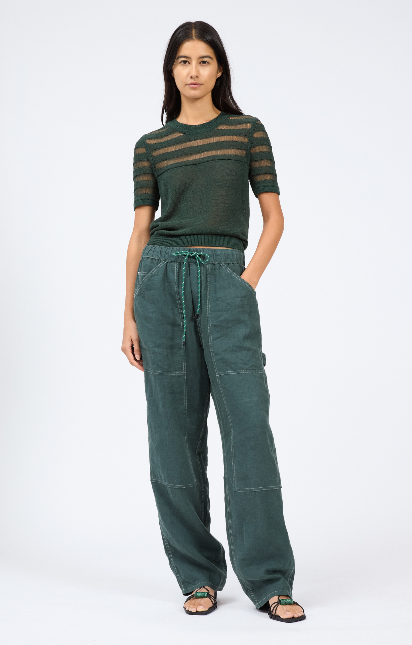 Forest Linen Drawstring Pant