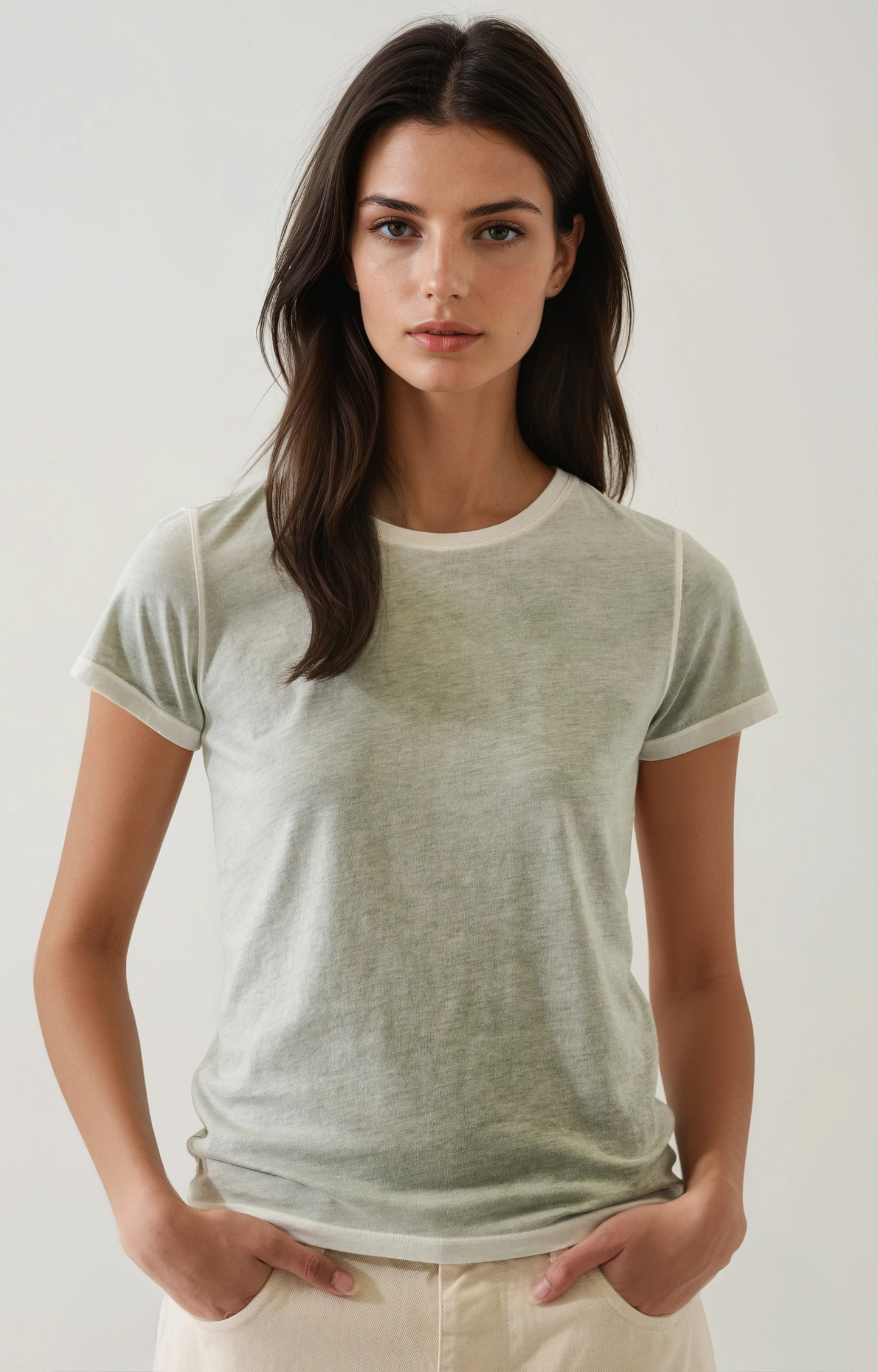 Green Reverse Spray Crew T-Shirt