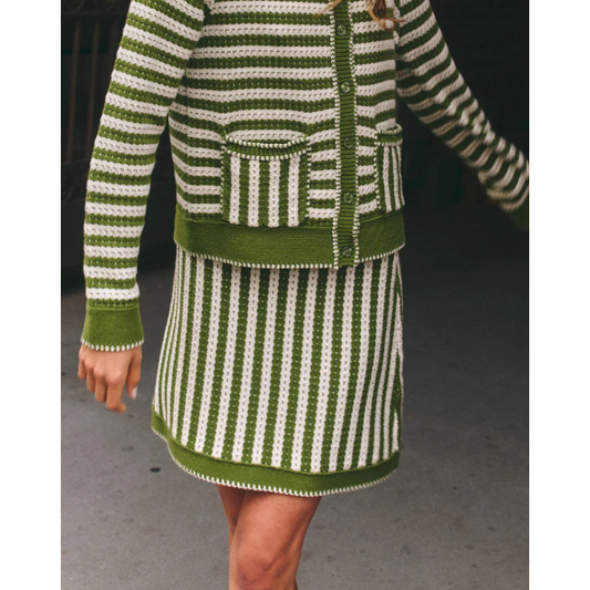 Green Striped Knit Skirt