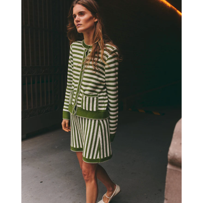 Green Striped Knit Skirt
