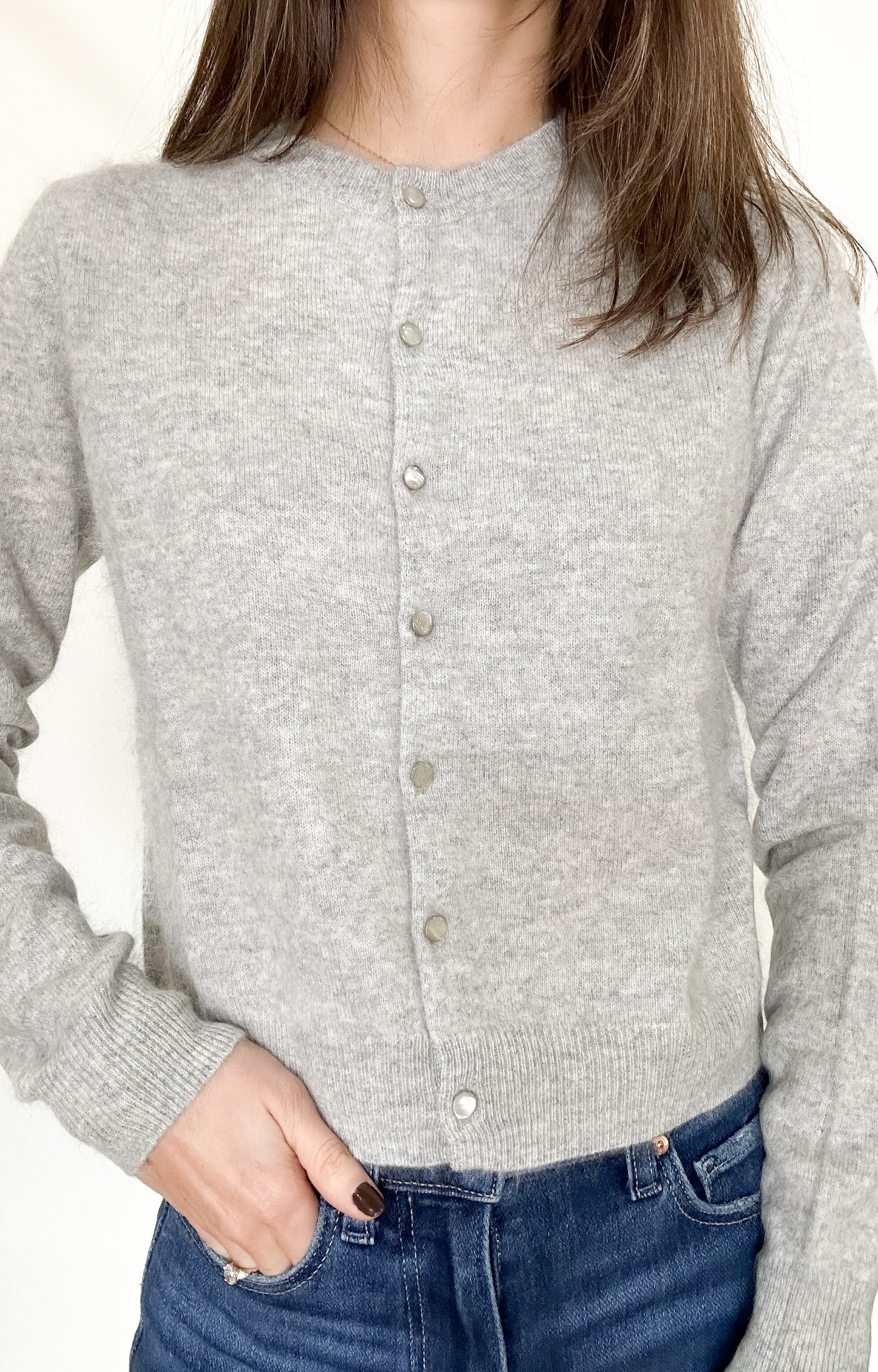 Grey Brushed Cashmere Baby Cardigan