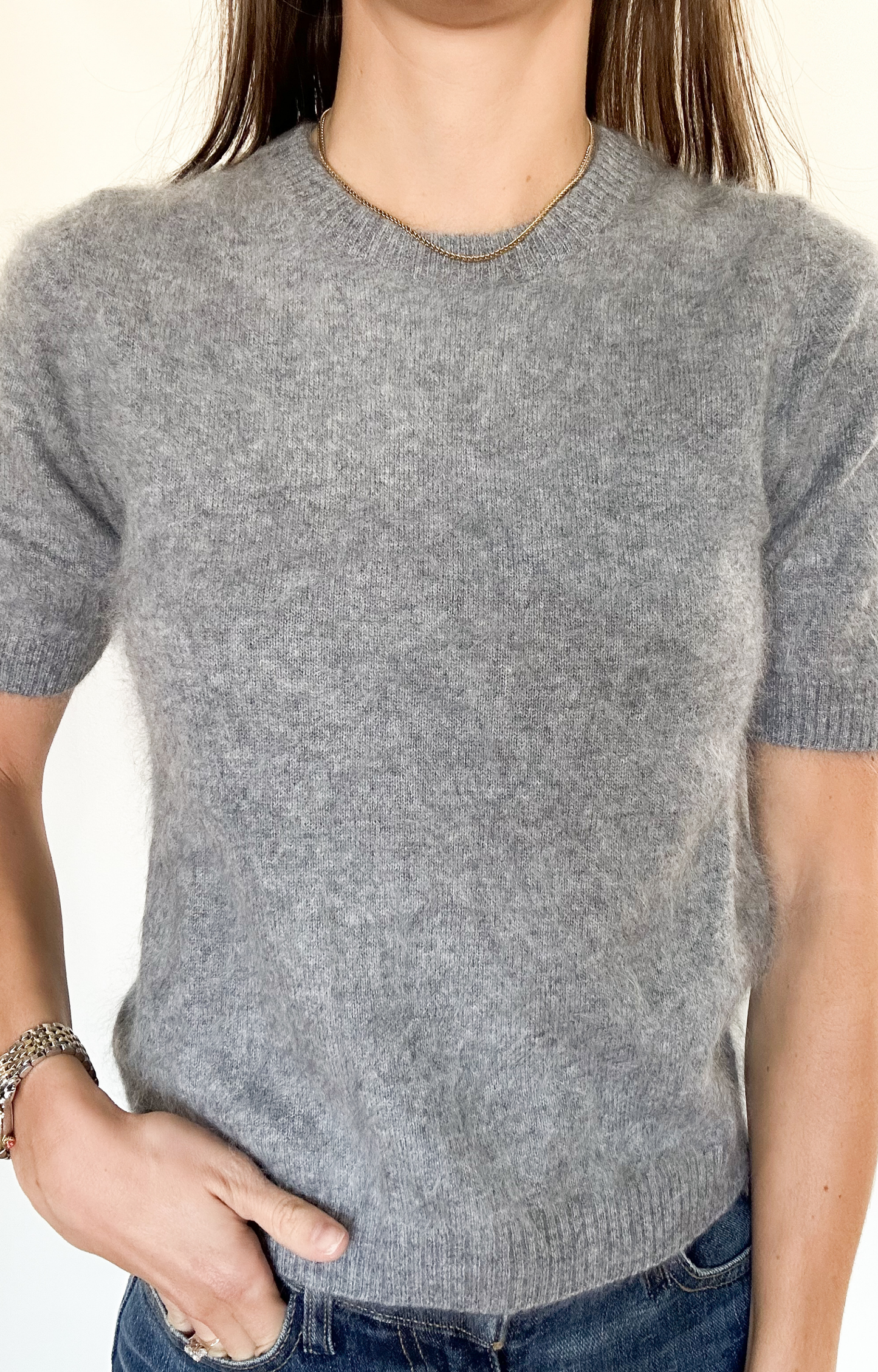 Grey Brushed Cashmere Top