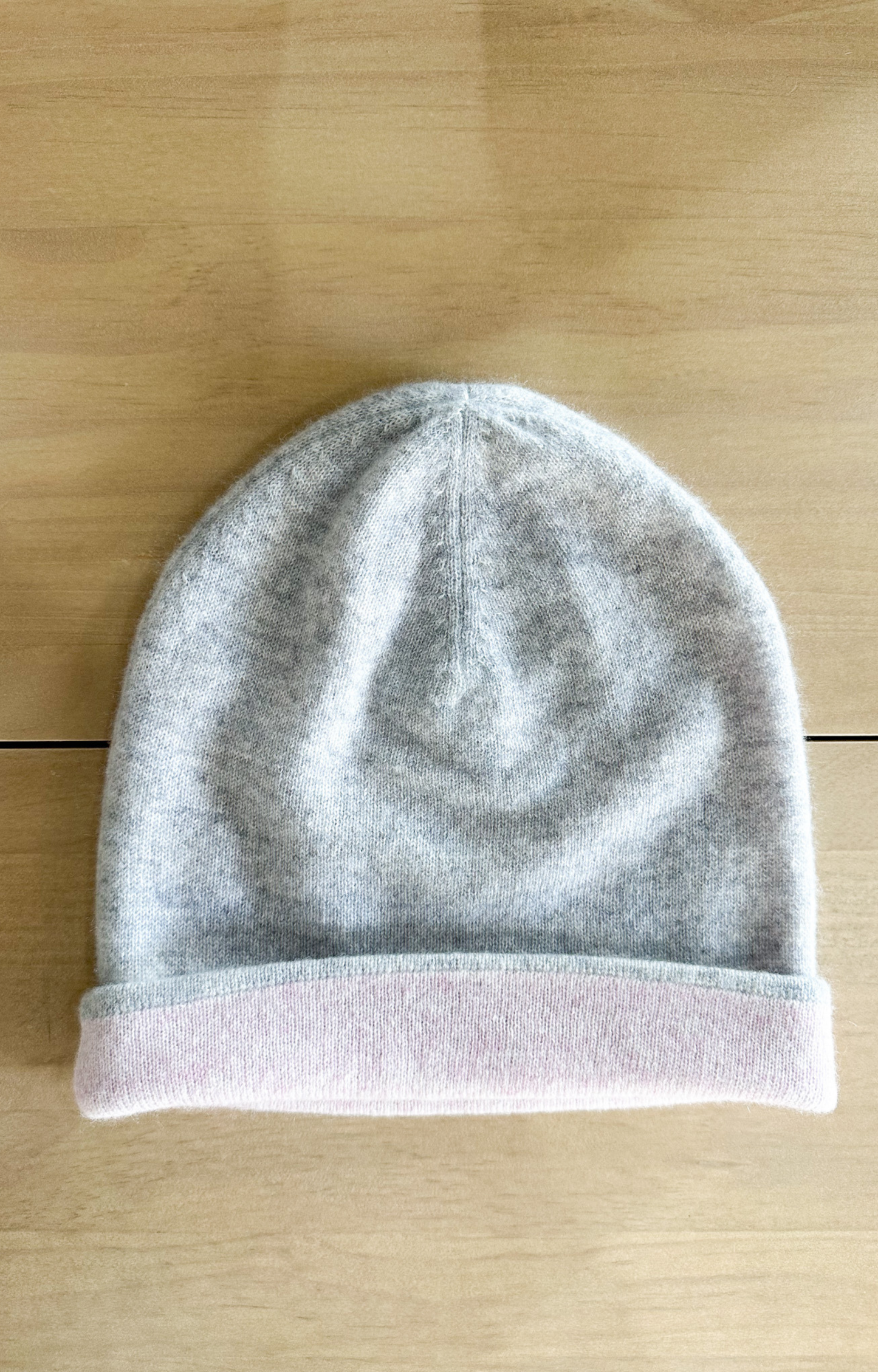Grey/Pink Reversible Cashmere Beanie
