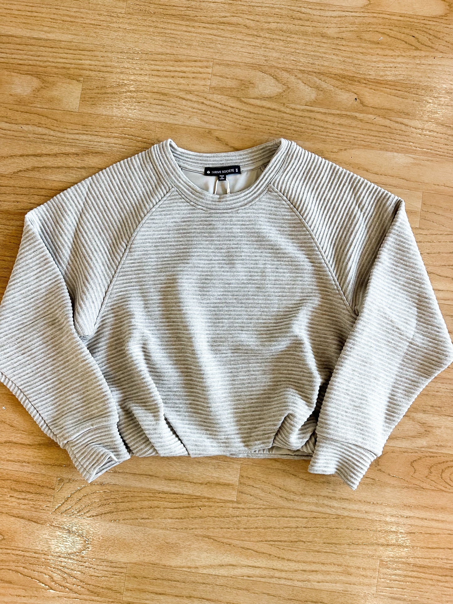 Oatmeal Stripe Bubble Hem Sweatshirt