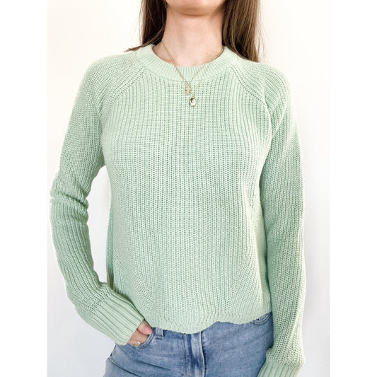 Seafoam Scallop Hem Sweater