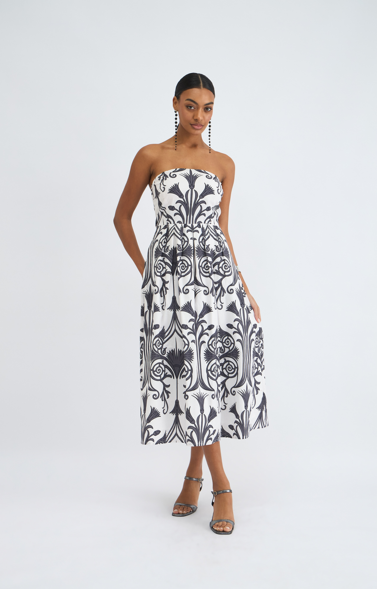 Iron Veil Charcoal Strapless Dress