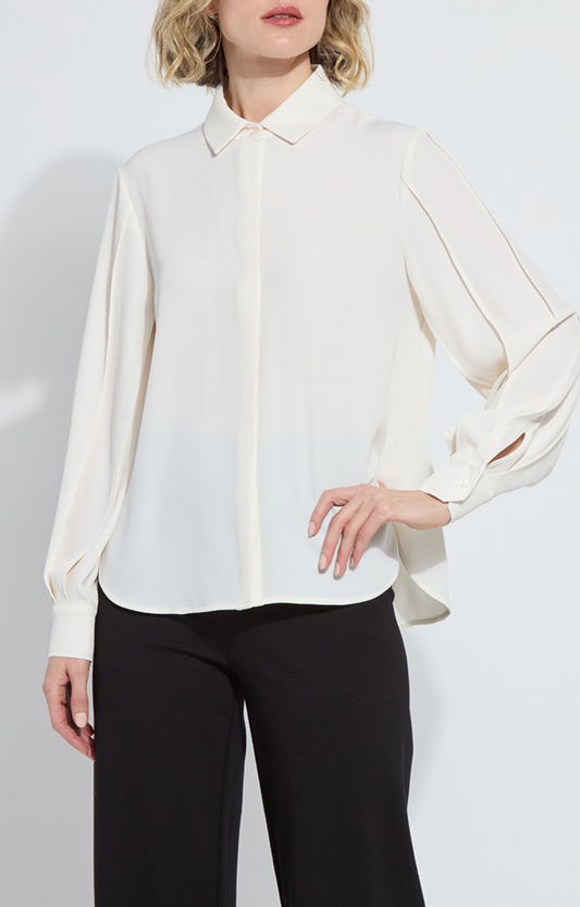 Ivory Pleated Sleeve Blouse