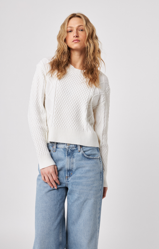Juliet White Cable Knit Sweater
