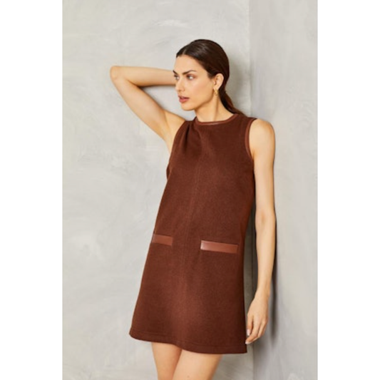Coffee Wool-Cashmere Mini Dress