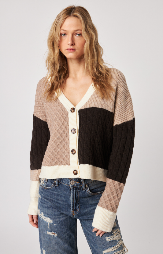 Kendra Neutral Colorblock Cardigan