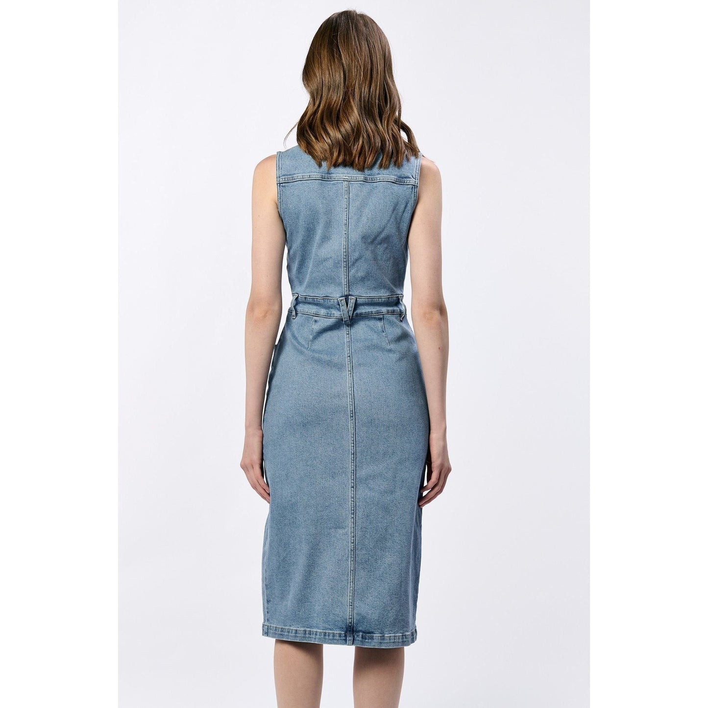 Light Wash Denim Midi Dress