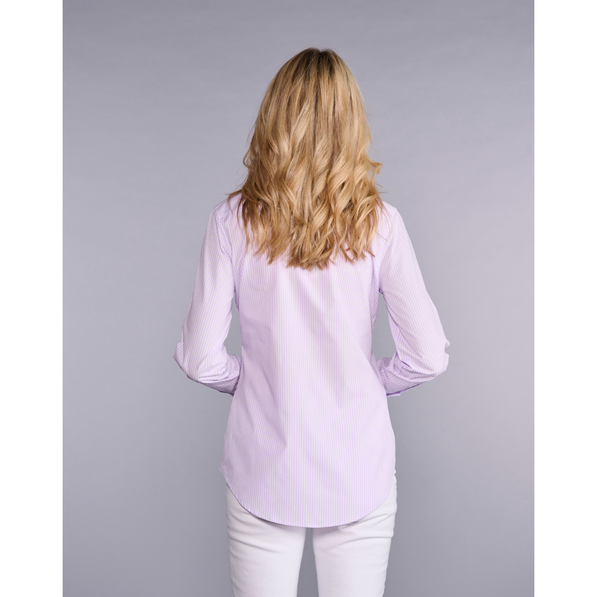 Lilac Stripe Pleated Collar Button Down Shirt