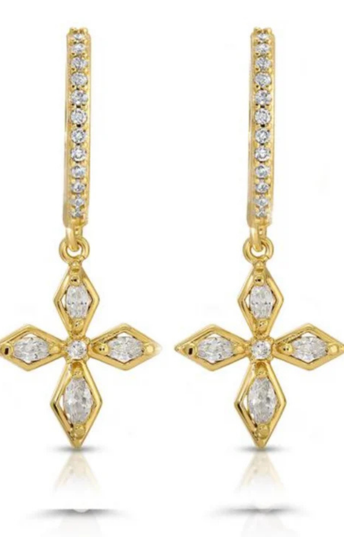 Marquis CZ Cross Earrings