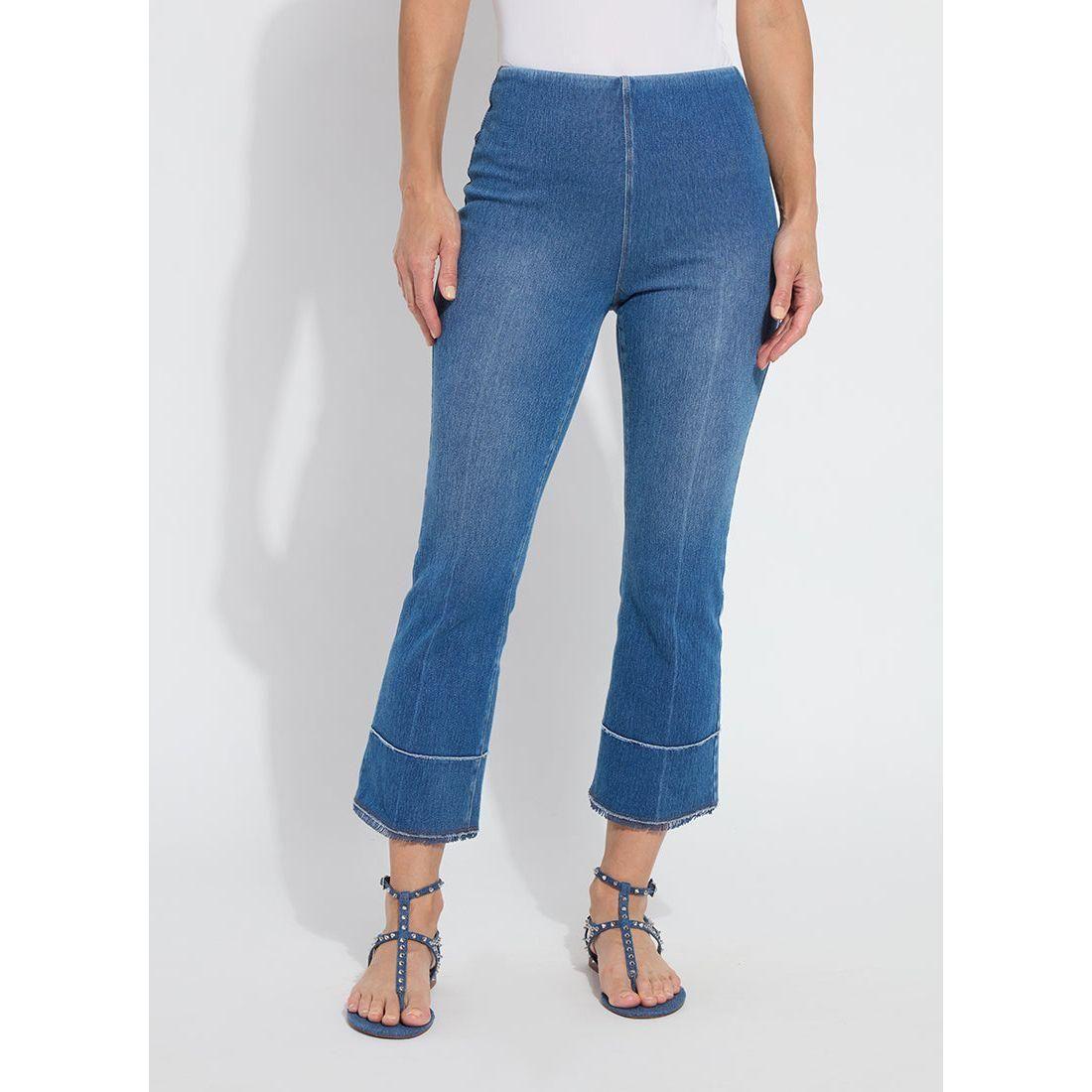 Medium Wash Fringe Hem Jeans
