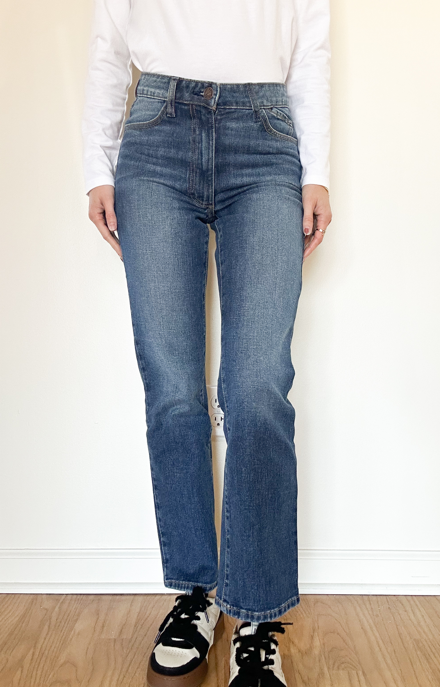 Medium Wash Mid-Rise Straight Jeans