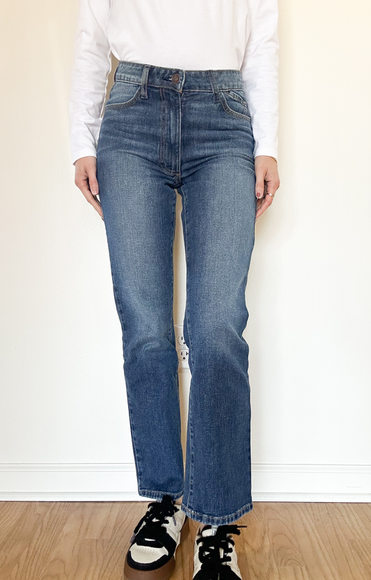 Medium Wash Mid-Rise Straight Jeans