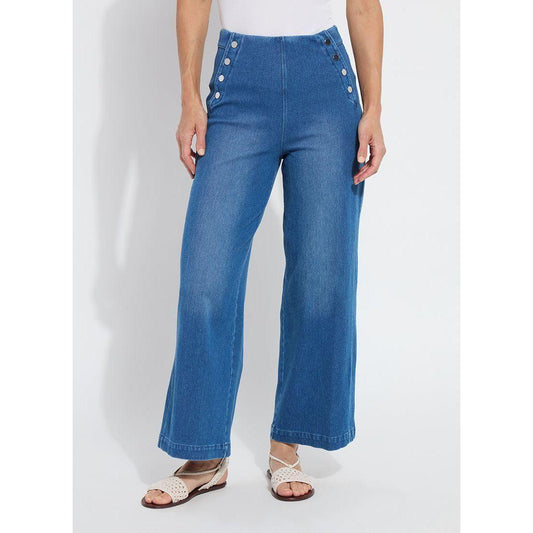 Medium Wash Silver Button Jeans