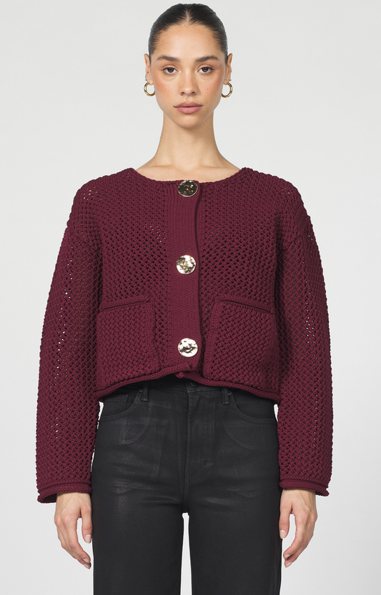 Merlot Hammered Button Cardigan