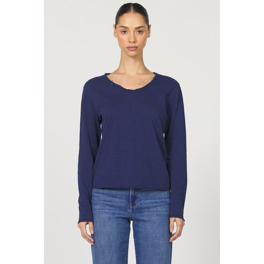 Navy Distressed Long Sleeve Shirt