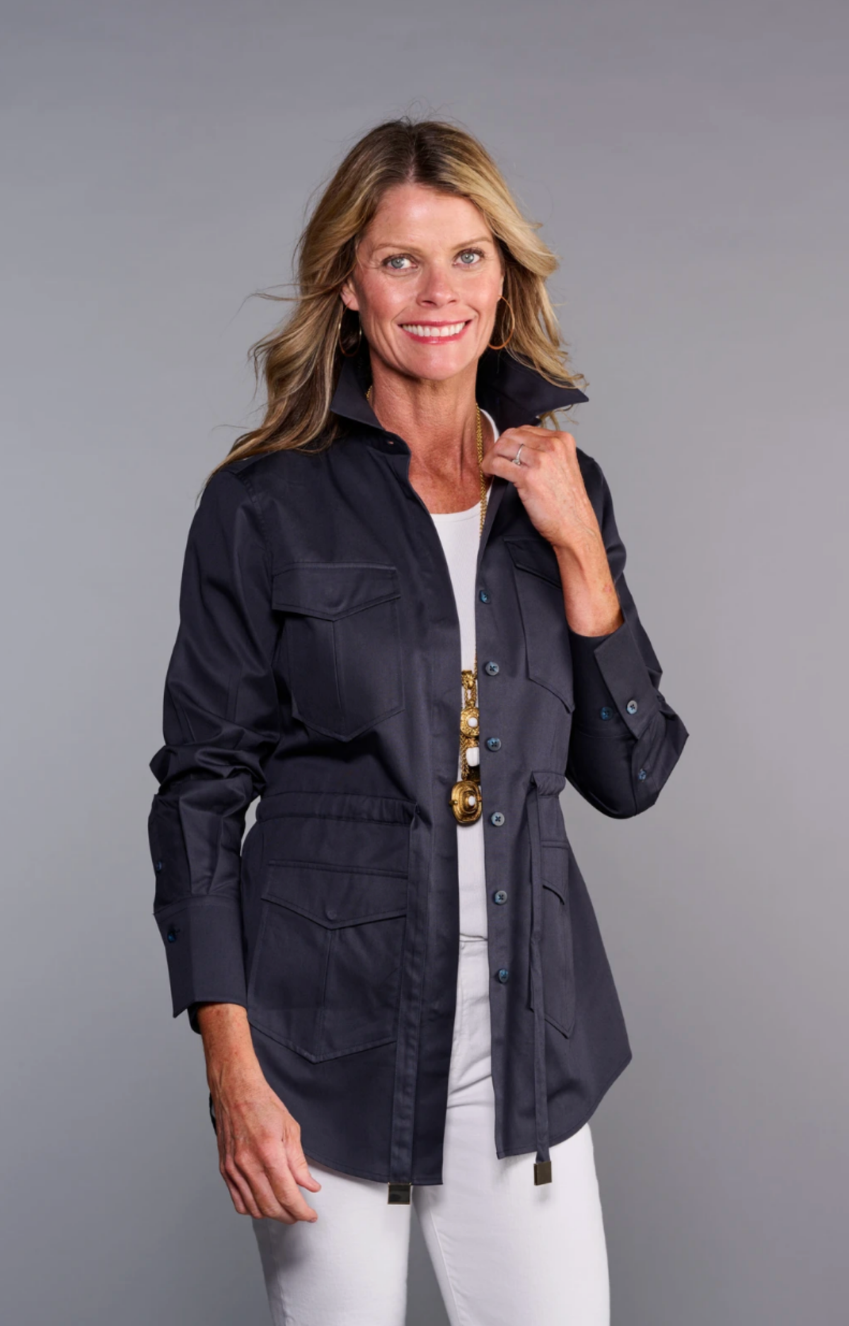 Navy Four Pocket Shacket
