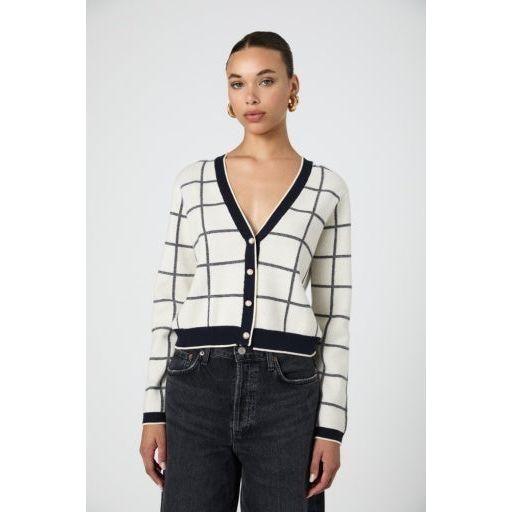 Navy/Cream Pearl Button Cardigan