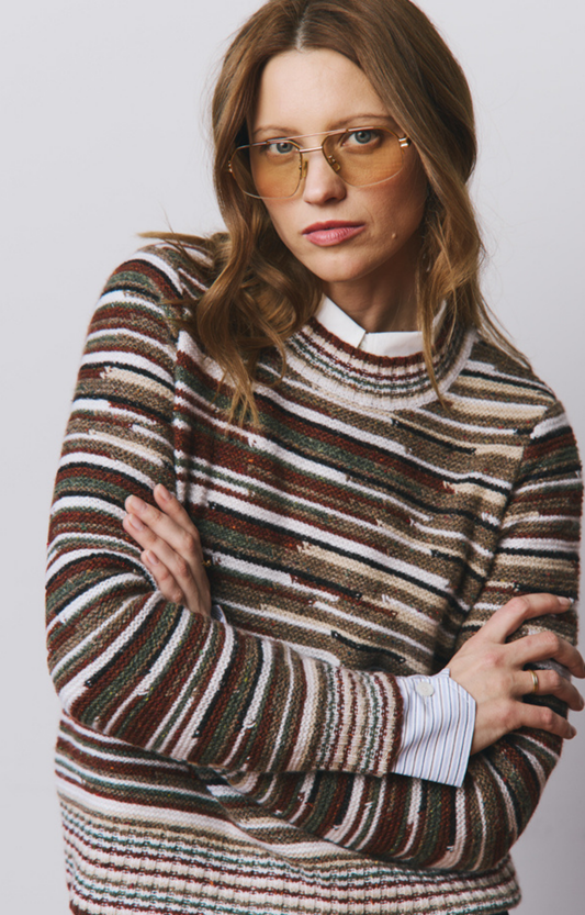Neutral/Rust/Olive Stripe Sweater