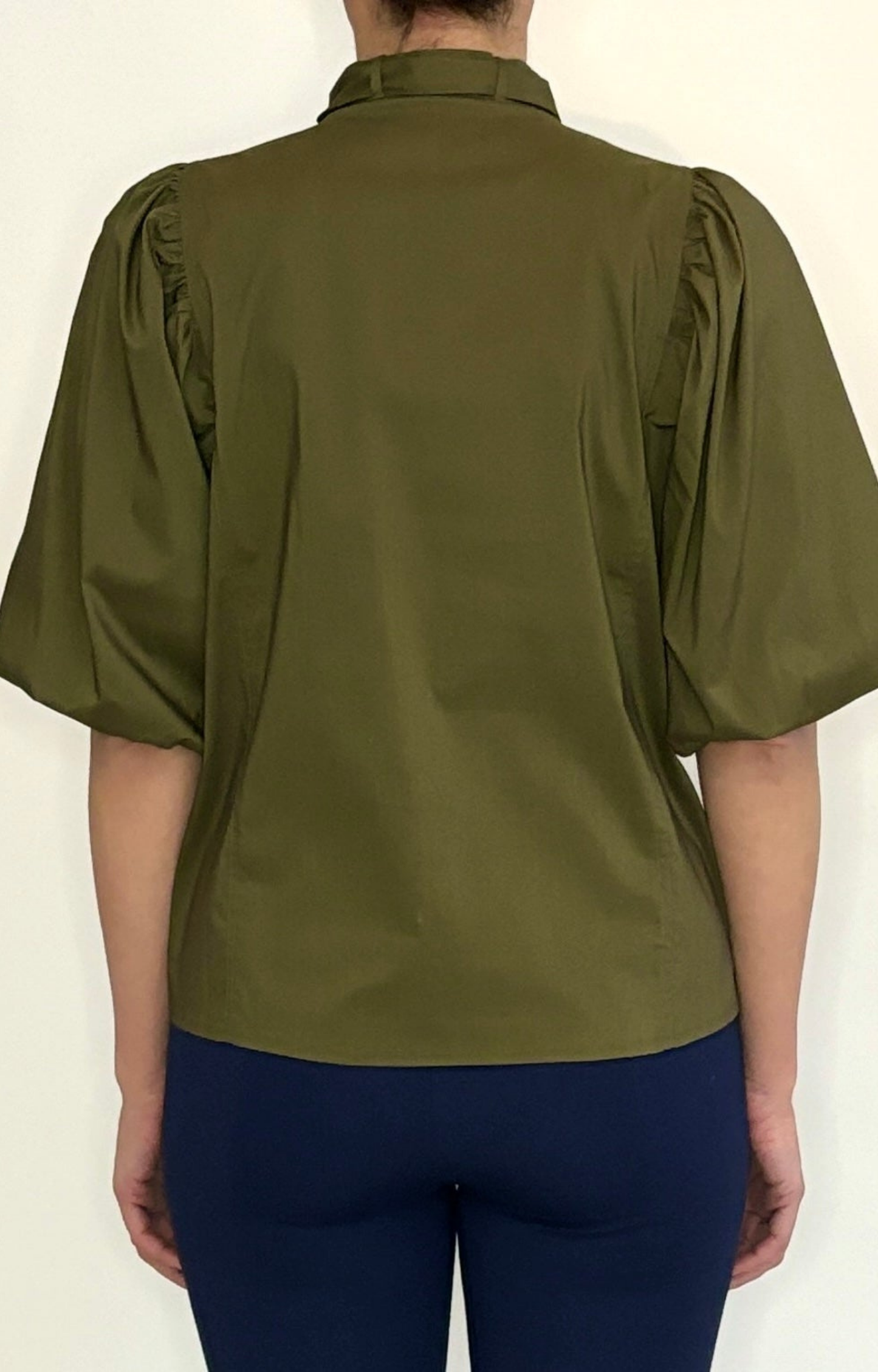 Olive Puff Sleeve Blouse