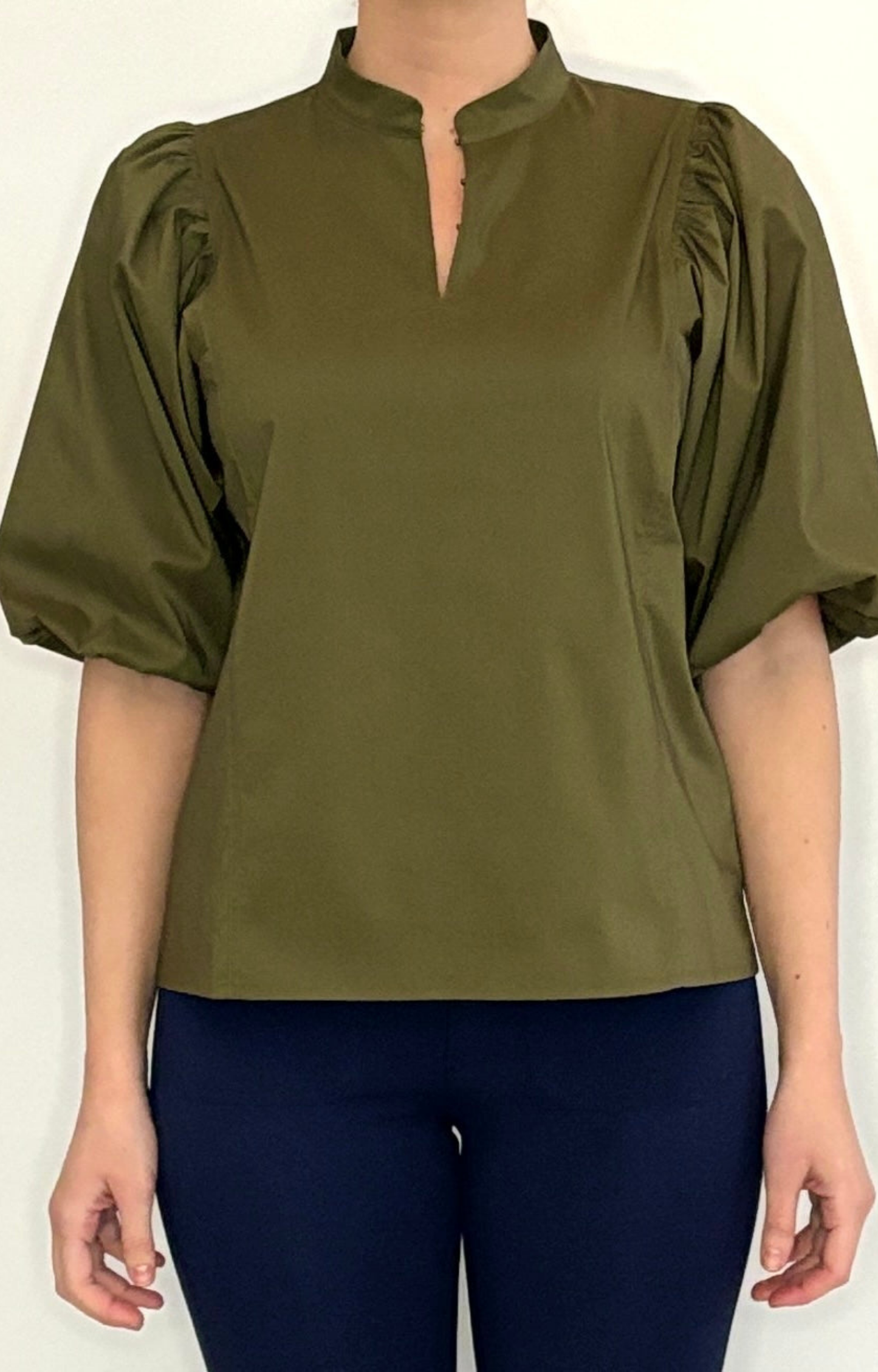 Olive Puff Sleeve Blouse
