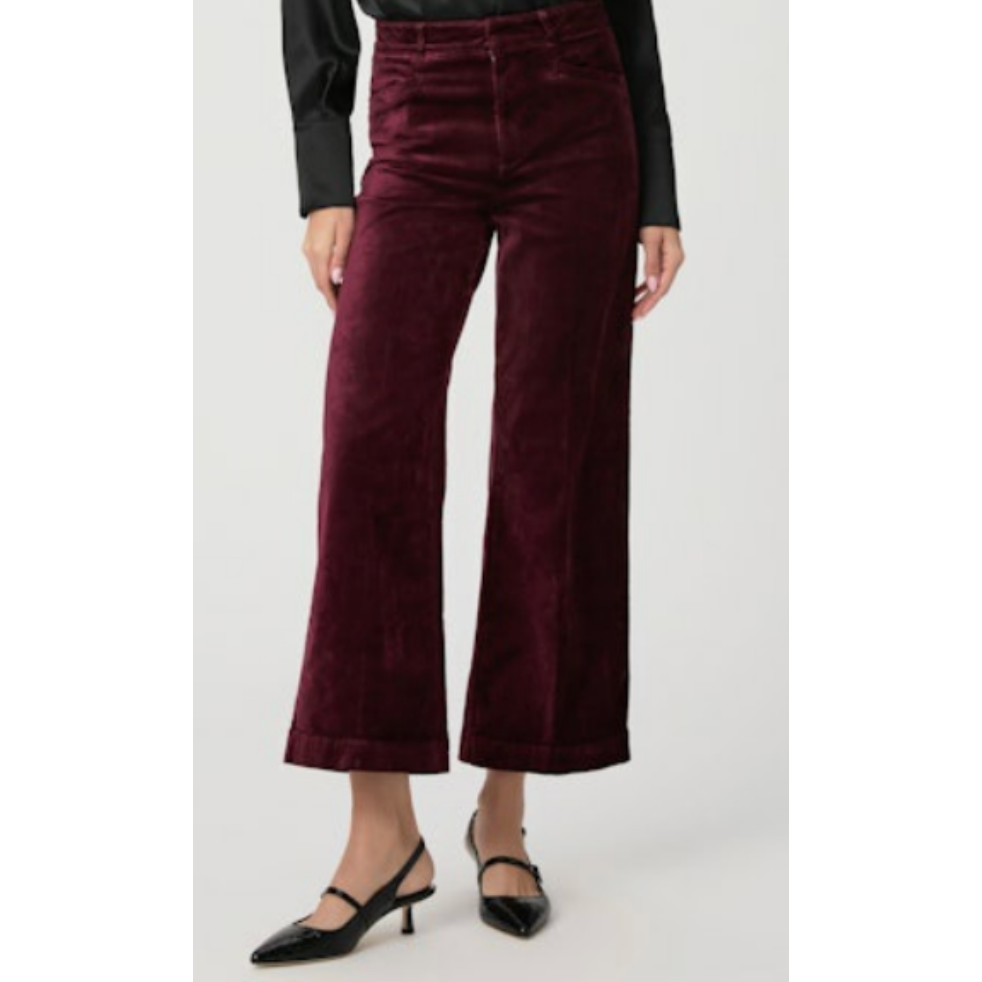 Oxblood Velvet Wide Leg Pants