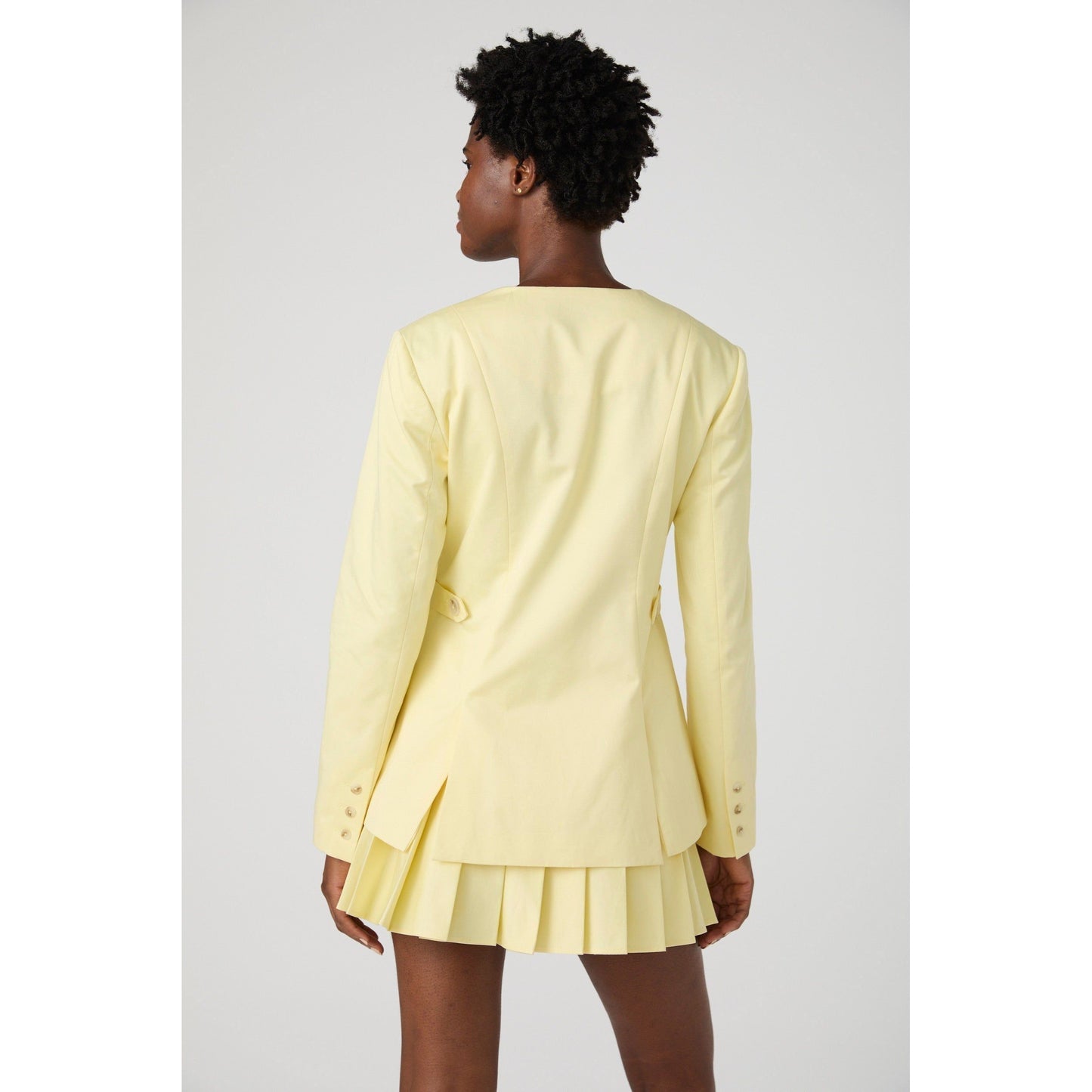 Pastel Yellow Button Front Jacket