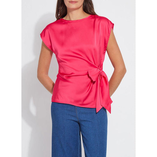 Pink Tie Mixed Media Blouse