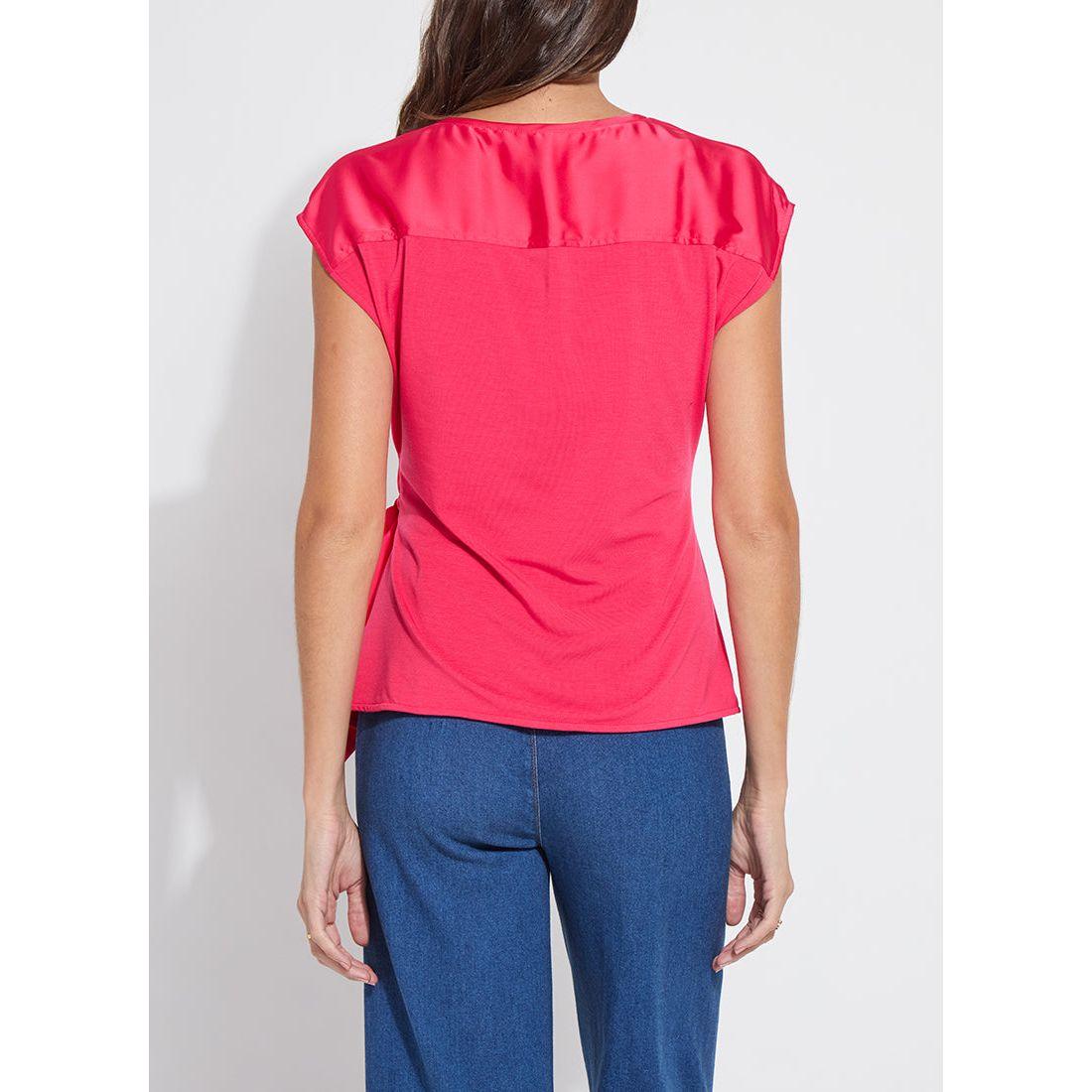 Pink Tie Mixed Media Blouse