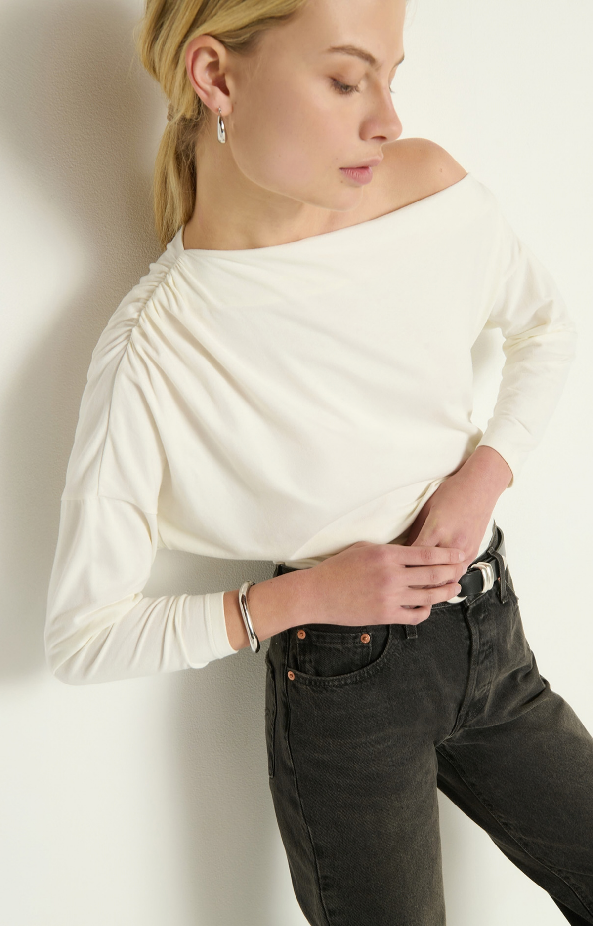 Porcelain Off-the-Shoulder Top