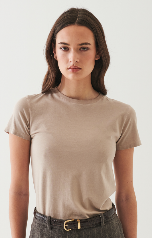 Tan Fitted Crew T-Shirt