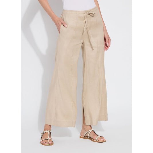 Tan Linen Drawstring Pant